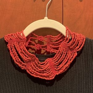Red beaded collar necklace